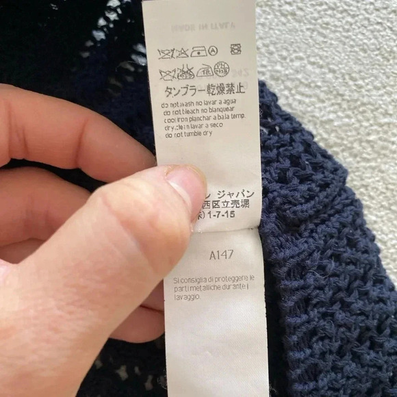 Les Copains Women Classic Loose Knit Cotton Cardigan Navy XL Italy Preppy Staple - Picture 9 of 13